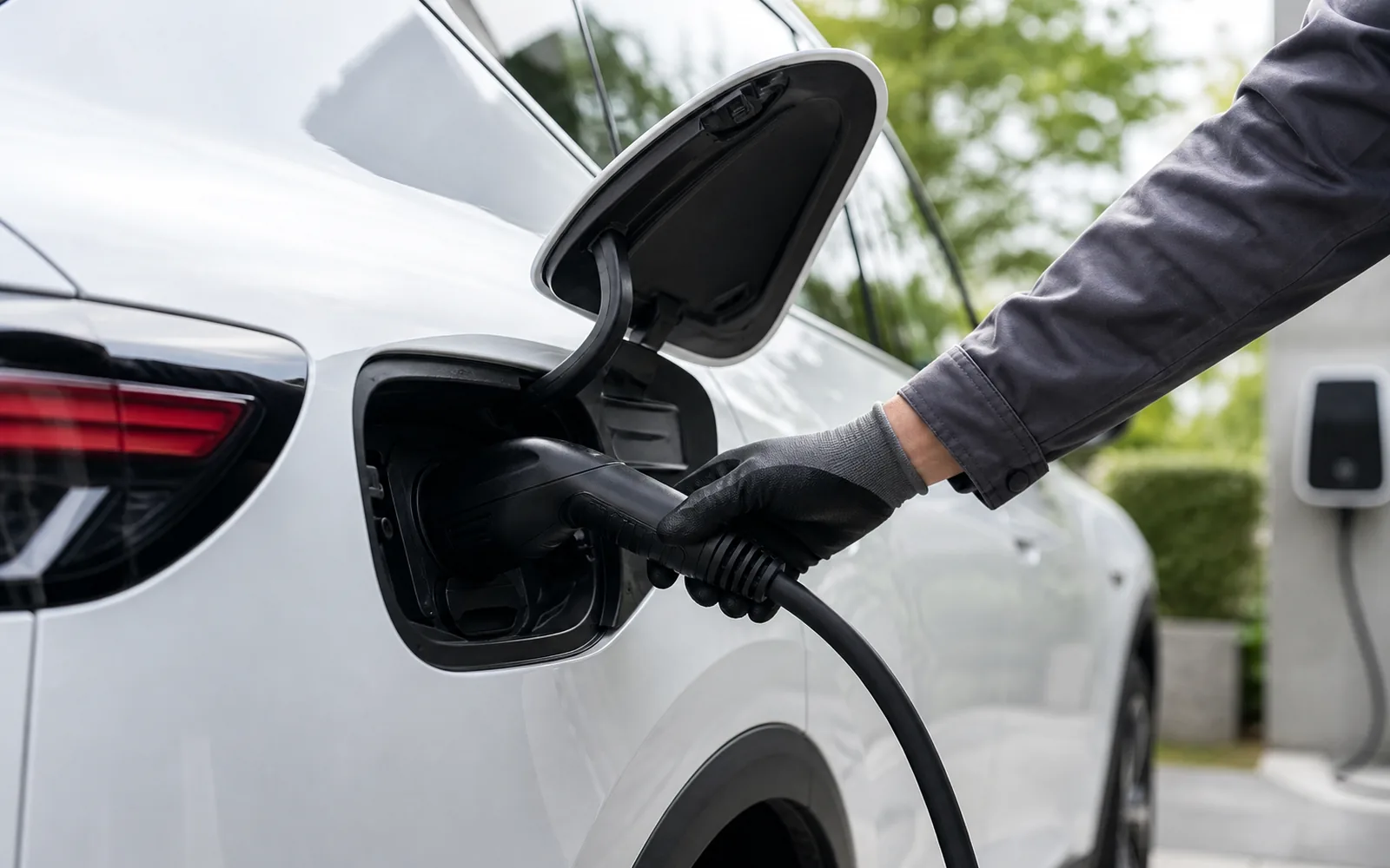 Kontrola portu ładowania i przewodu w aucie elektrycznym